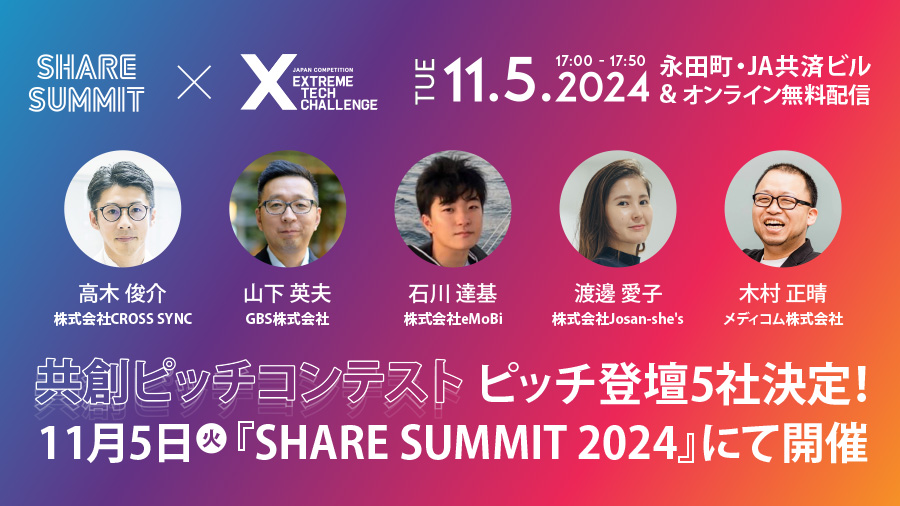 09252024 「Extreme Tech Challenge（XTC）」がSHARE SUMMITと協力し、2024年11月5日『SHARE SUMMIT 共創ピッチコンテスト2024』を開催！